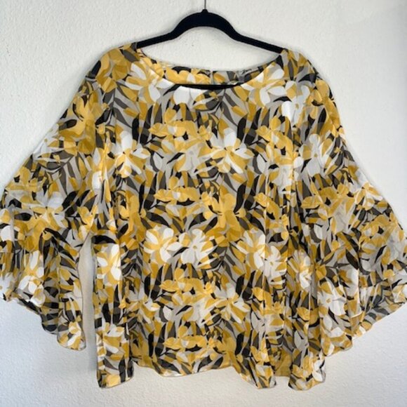 New with‎ tags Kasper Plus Size Printed Ruffled 3/4-Sleeve Top - Picture 1 of 6